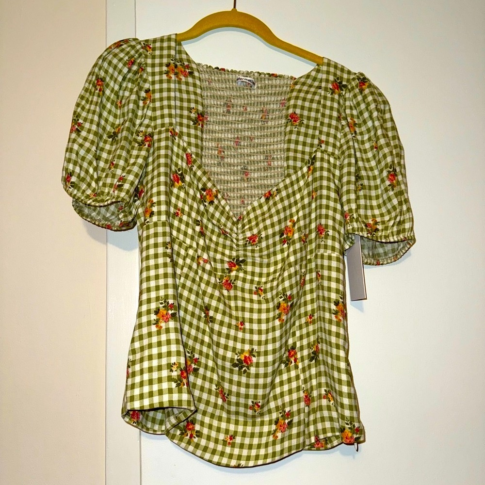 Reformation Gingham Green top - Picture 4 of 5